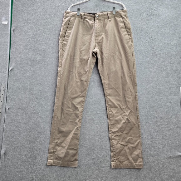Volcom Men Pants 34 Beige Chino Relaxed Straight Pockets Mid Rise 31 in Inseam - Picture 1 of 12